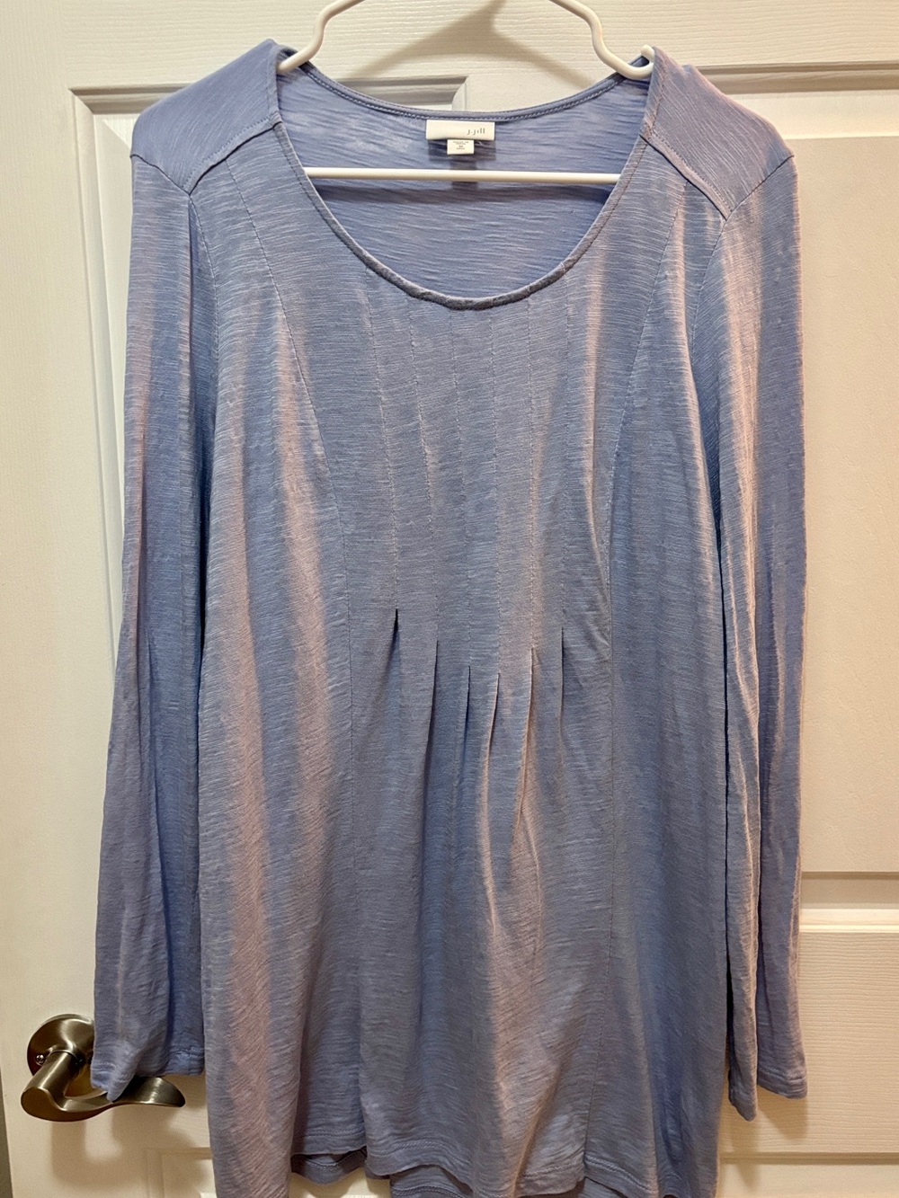 J. Jill Light Blue Medium Long-Sleeve Pleated Front Top